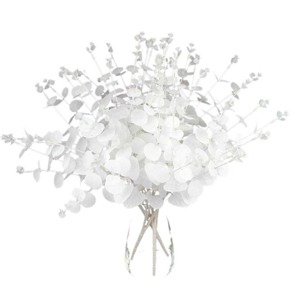 Bonsai Garden Gift - 1/3pcs Artificial Plants white Eucalyptus Leaf