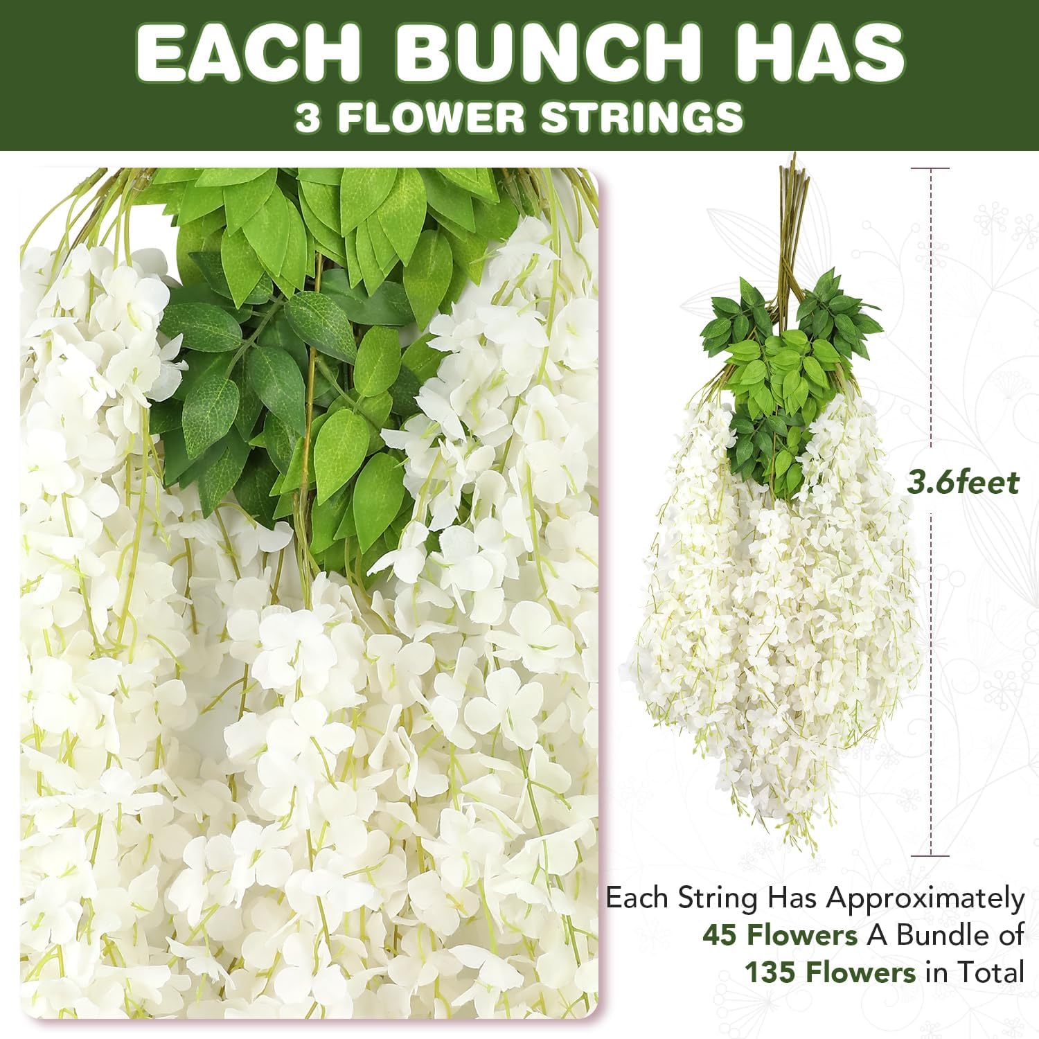 Artificial Wisteria Hanging Fl - Bonsai Garden Images บทวิจารณ์และราคา