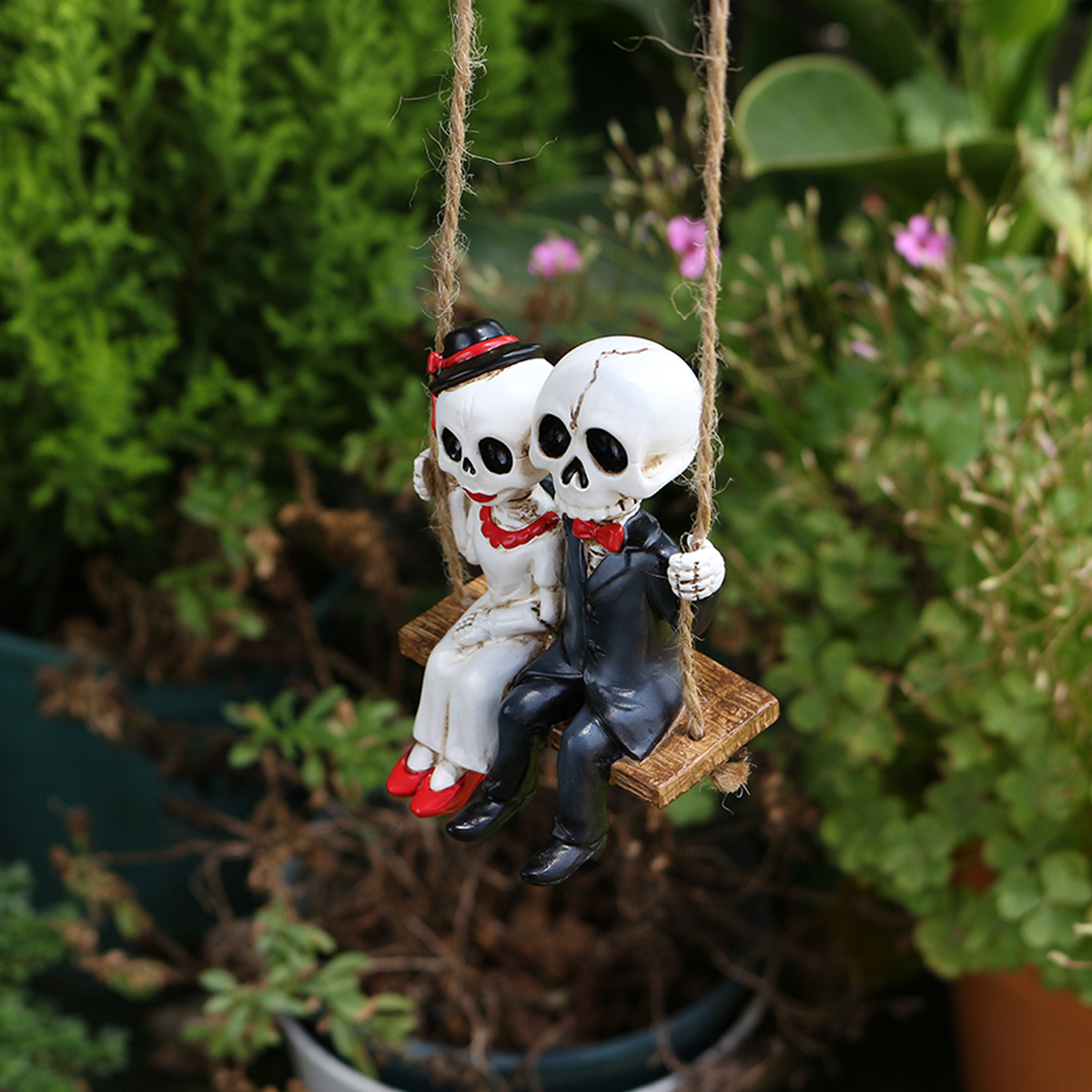 Resin Skeleton Couple Swing St - Bonsai Garden Gift บทวิจารณ์และราคา