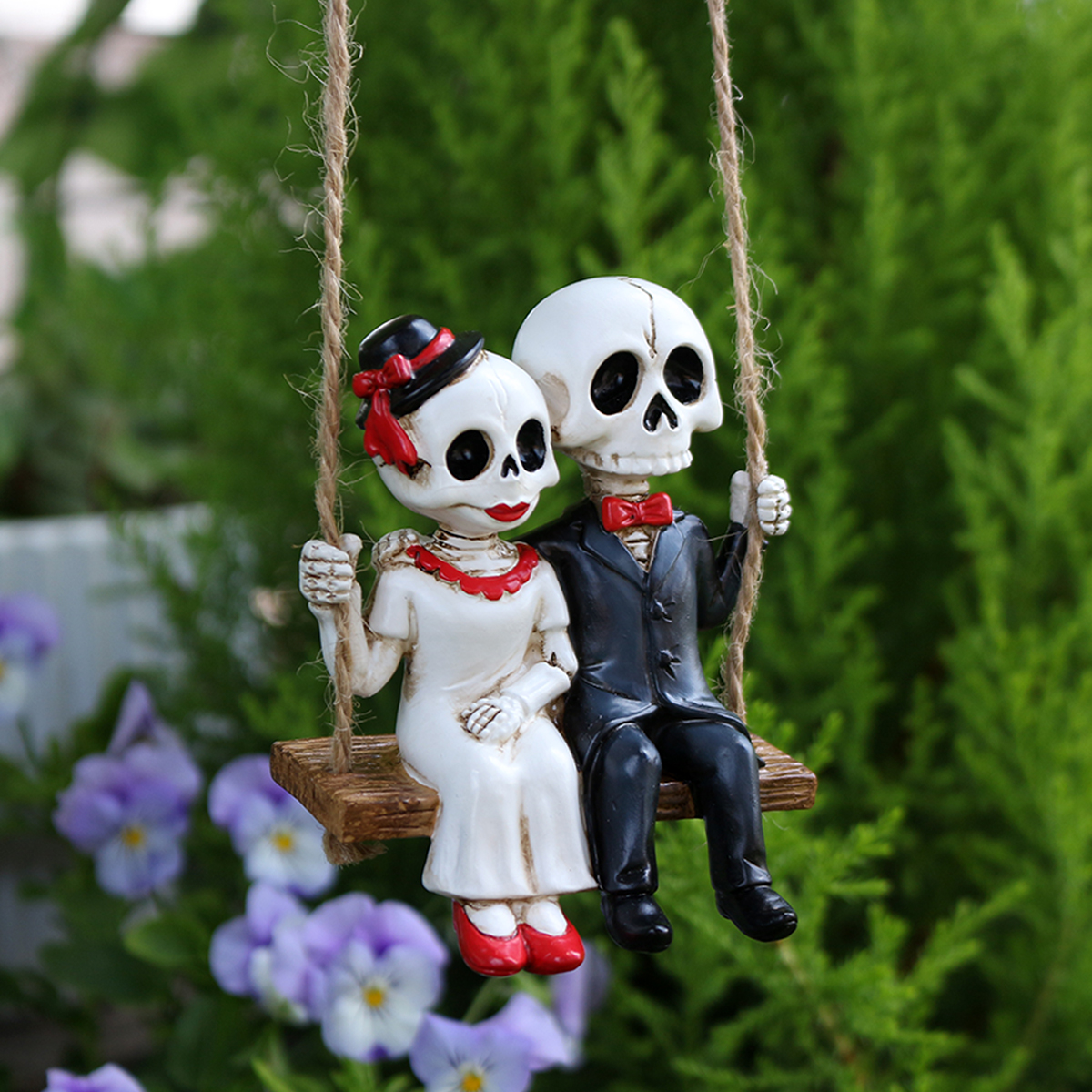 Resin Skeleton Couple Swing St - Bonsai Garden Gift บทวิจารณ์และราคา