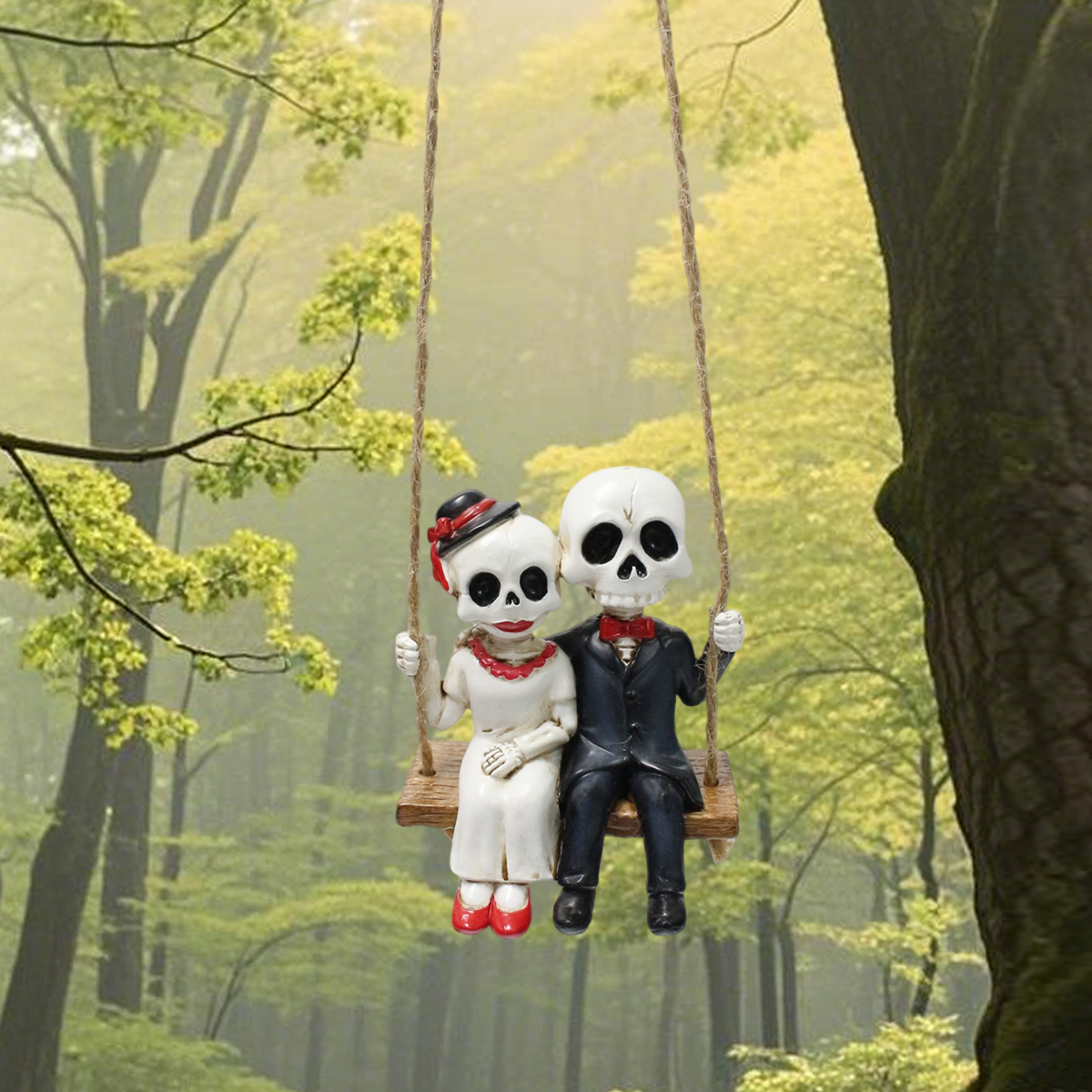 Resin Skeleton Couple Swing St - Bonsai Garden Gift บทวิจารณ์และราคา