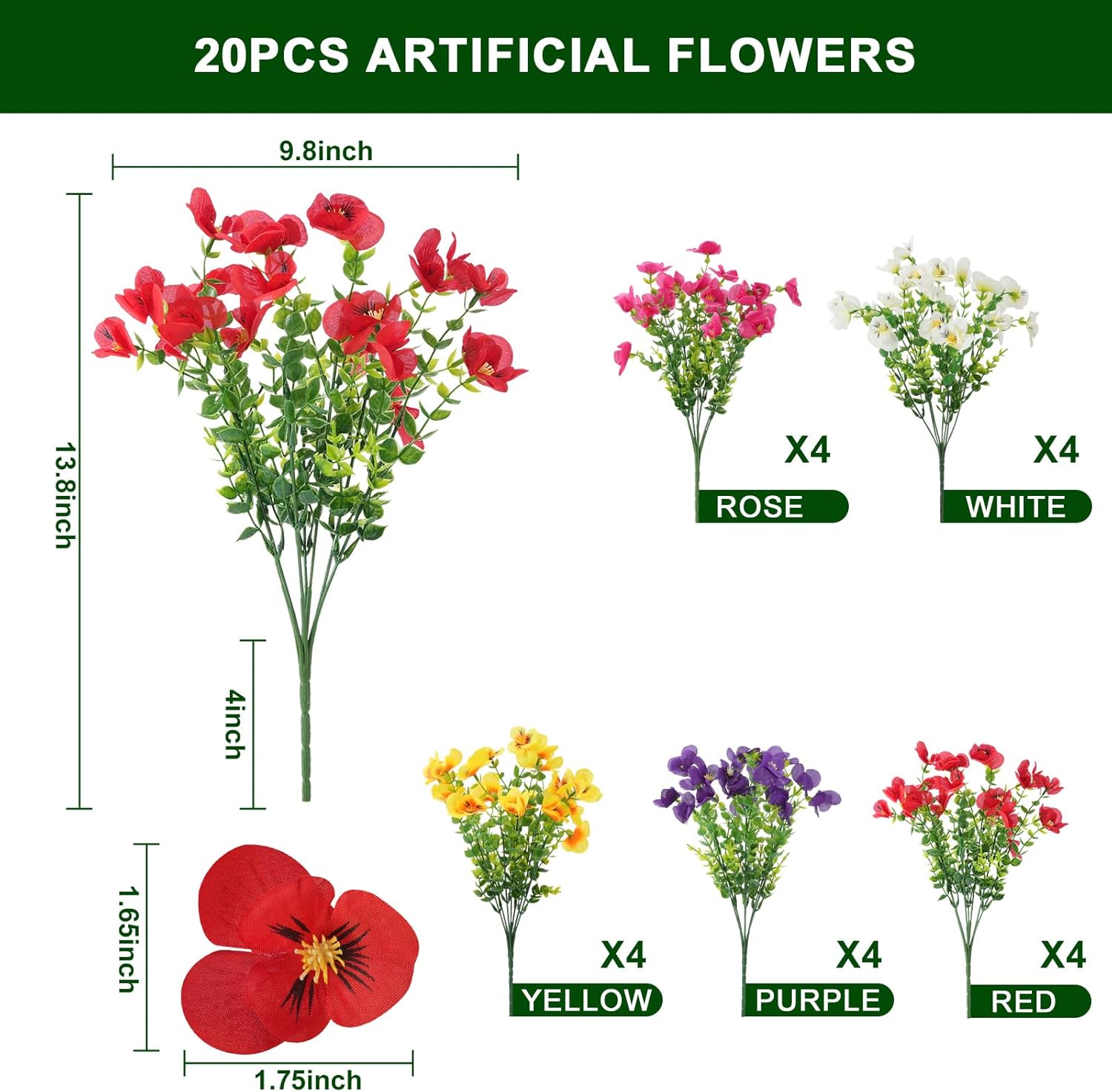 20 Pcs Realistic Artificial Fl - Bonsai Garden Images บทวิจารณ์และราคา