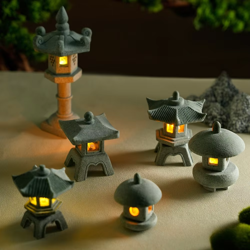 Mini Pagoda Lantern Light Gard - Mini Bonsai Zen Garden บทวิจารณ์และราคา