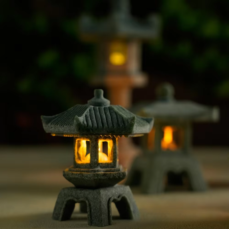 Mini Pagoda Lantern Light Gard - Mini Bonsai Zen Garden บทวิจารณ์และราคา