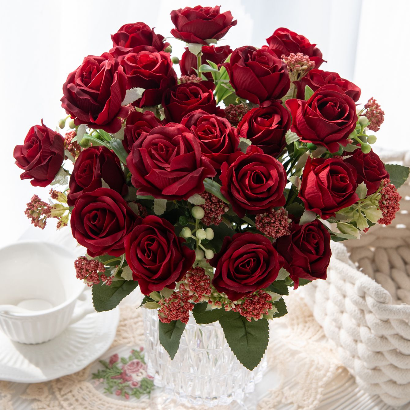 Artificial Flower Silk Rose Fe - Bonsai Garden Gift บทวิจารณ์และราคา