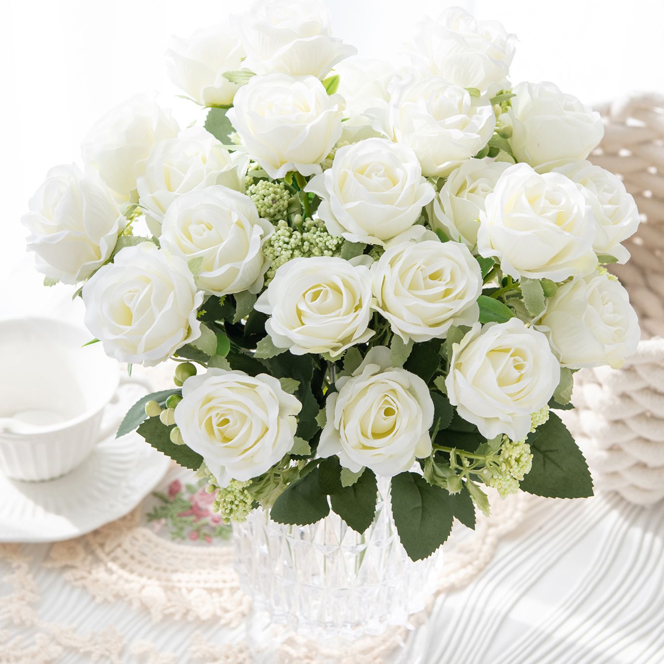 Artificial Flower Silk Rose Fe - Bonsai Garden Gift บทวิจารณ์และราคา