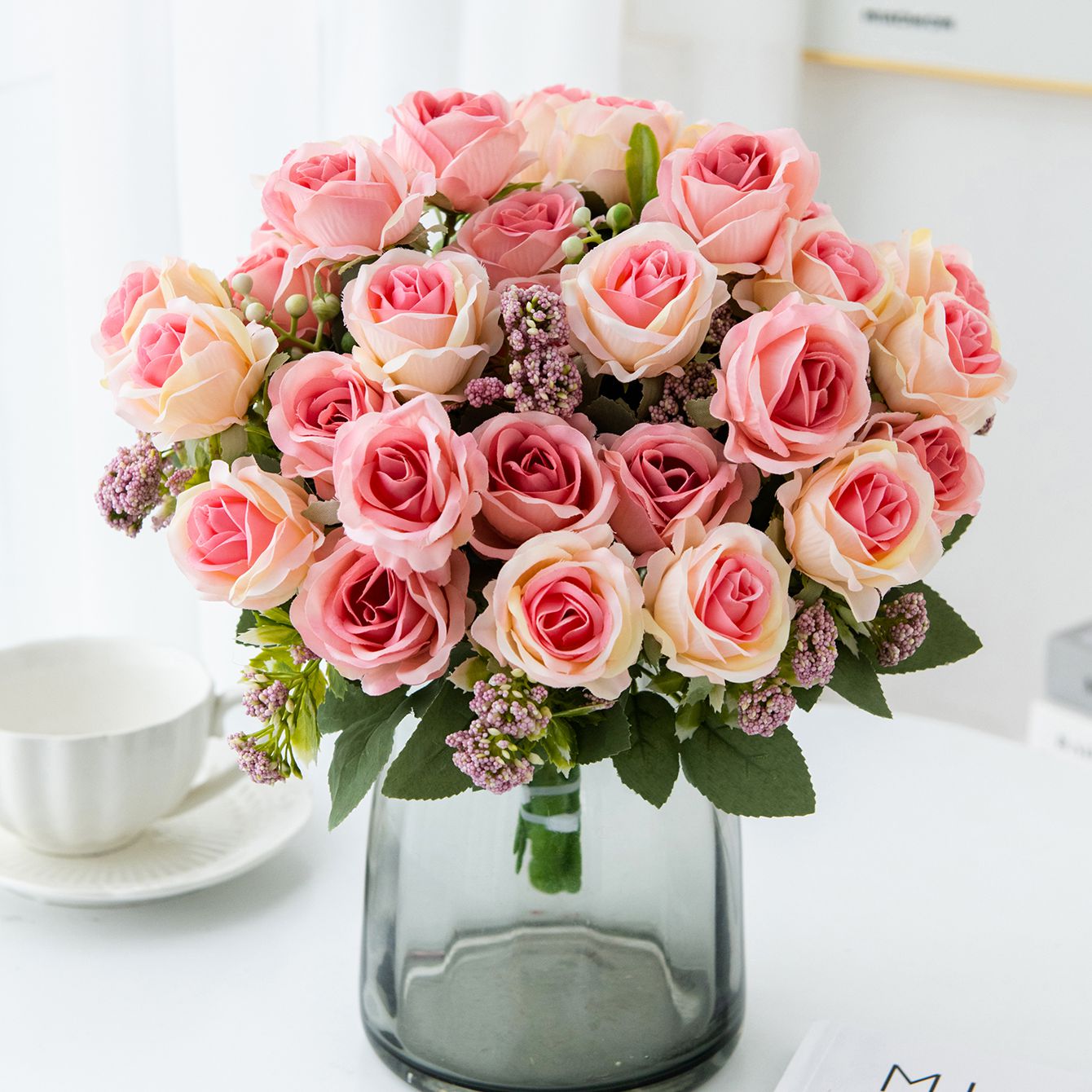 Artificial Flower Silk Rose Fe - Bonsai Garden Gift บทวิจารณ์และราคา