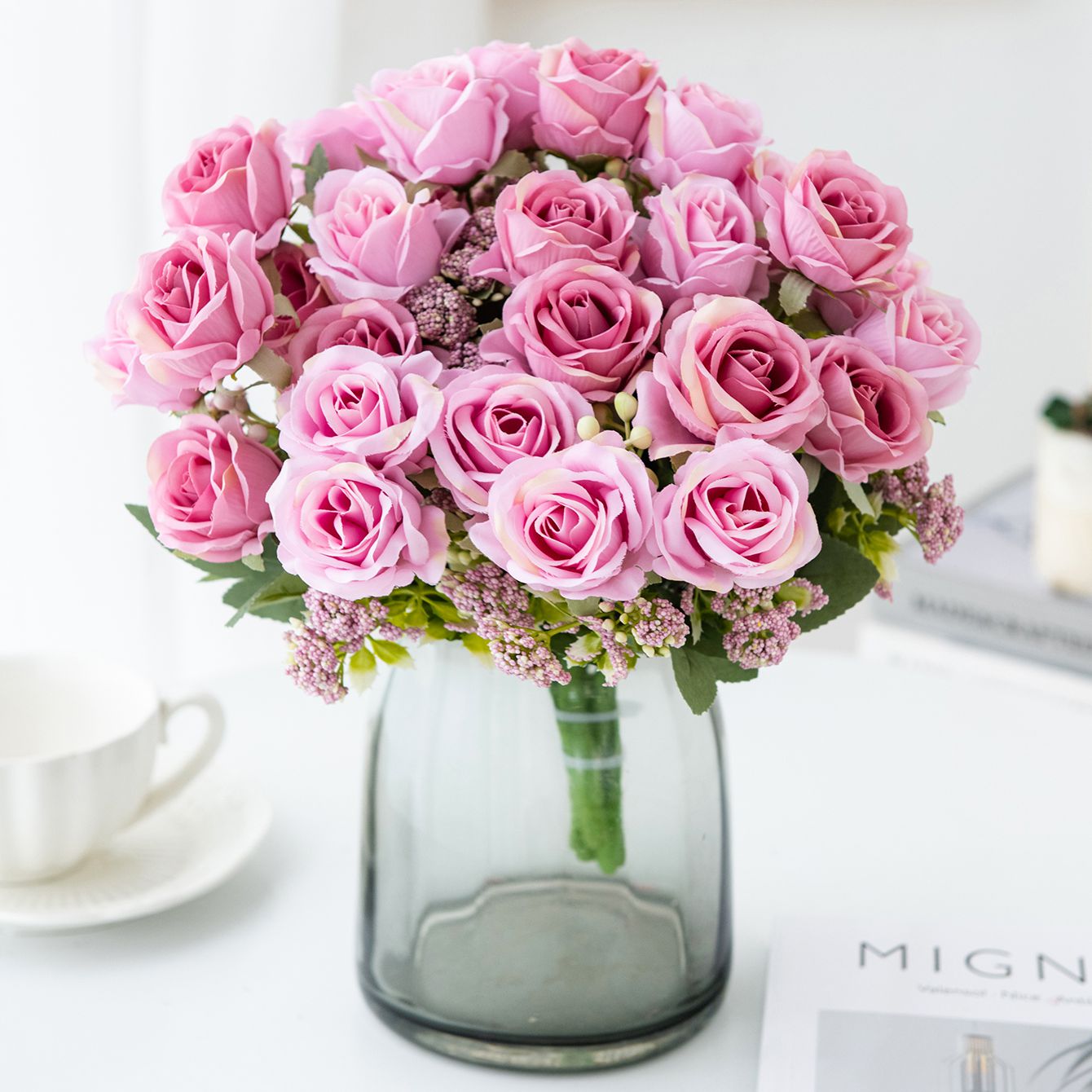 Artificial Flower Silk Rose Fe - Bonsai Garden Gift บทวิจารณ์และราคา