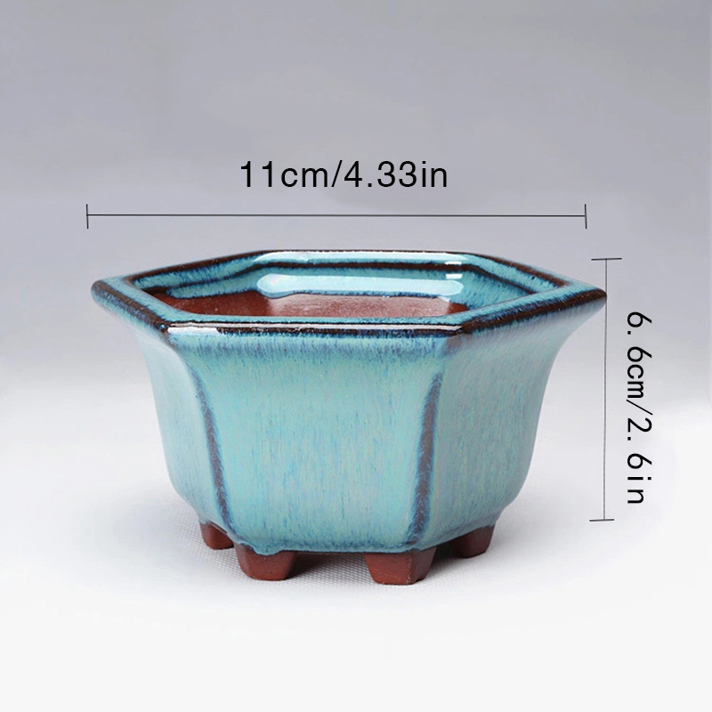 Pottery Flower Pot Bowl Glazed - Mini Bonsai Zen Garden บทวิจารณ์และราคา