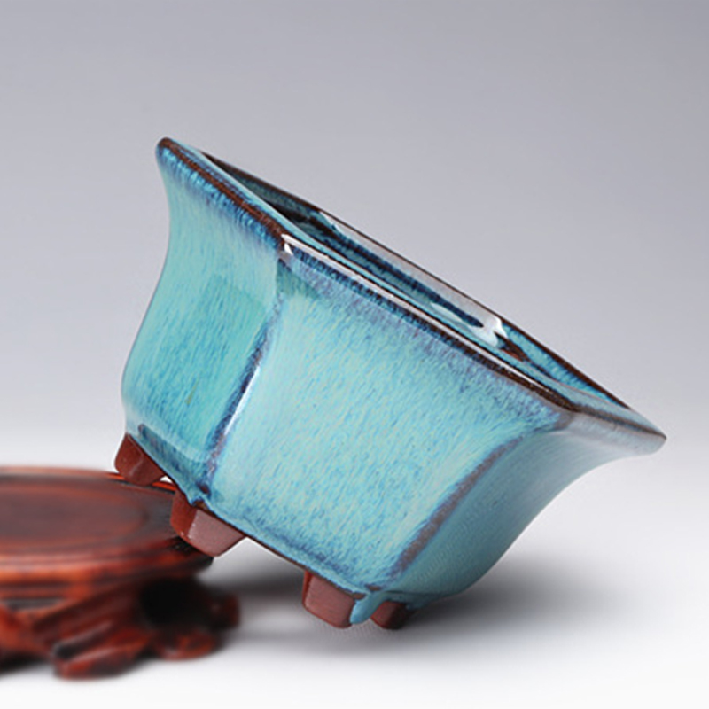Pottery Flower Pot Bowl Glazed - Mini Bonsai Zen Garden บทวิจารณ์และราคา